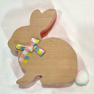 Easter Bunny Cutout Tabletop Decor Wooden Rabbit Spritz NWT Spring